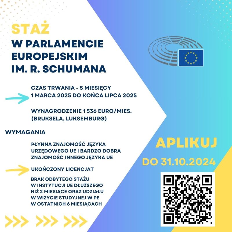 Staże Schumana w Parlamencie Europejskim