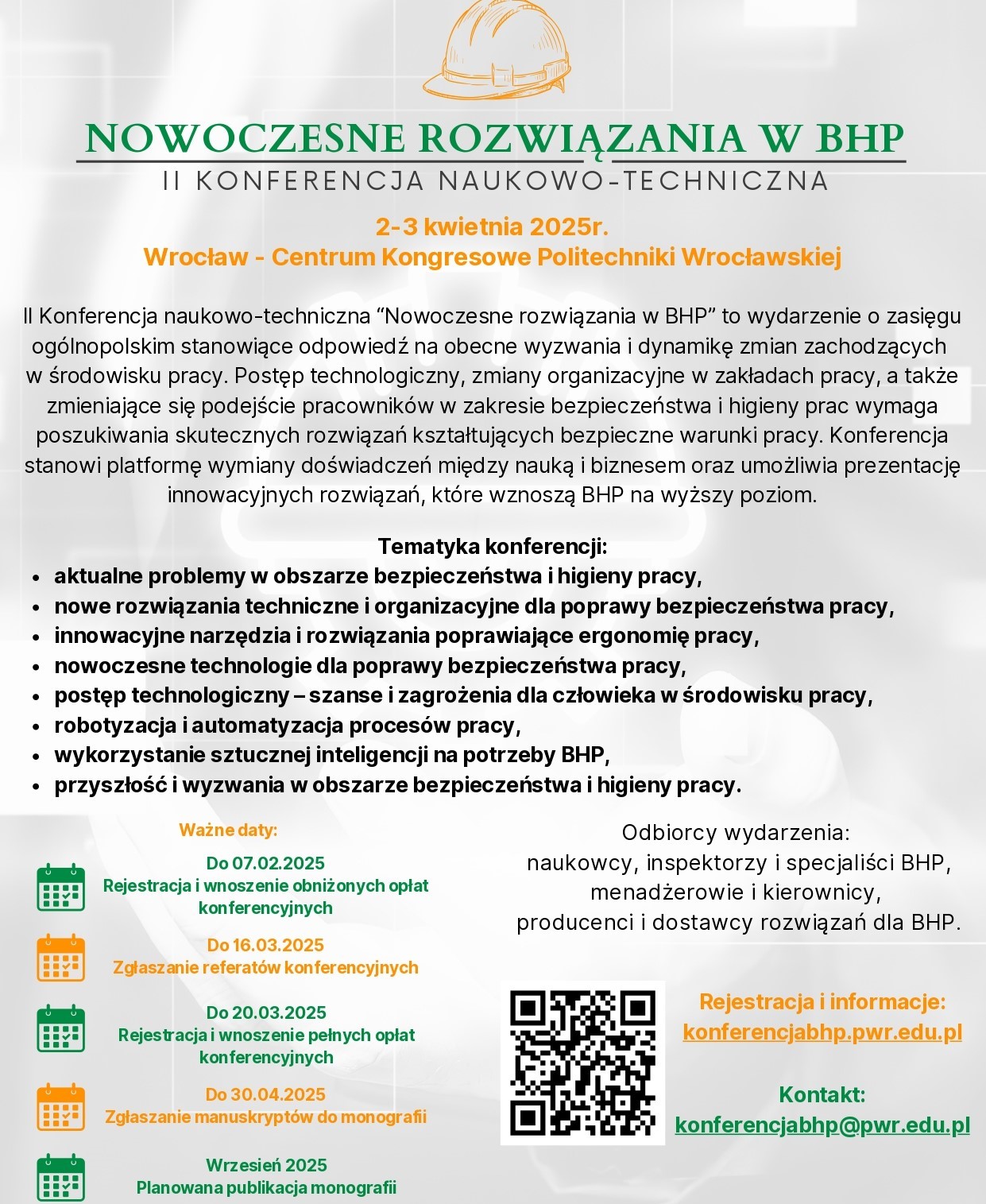 NOWOCZESNE ROZWIĄZANIA W BHP - II KONFERENCJA NAUKOWO-TECHNICZNA