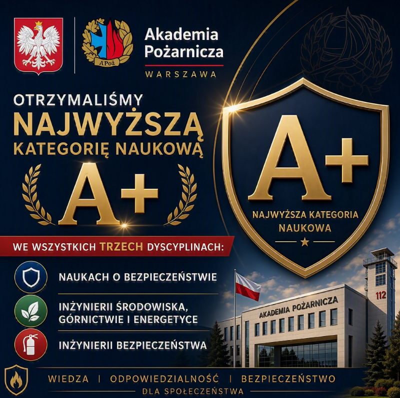 Trzy dyscypliny. Trzy kategorie. Jeden lider.  Akademia Pożarnicza otrzymała najwyższą kategorię A+